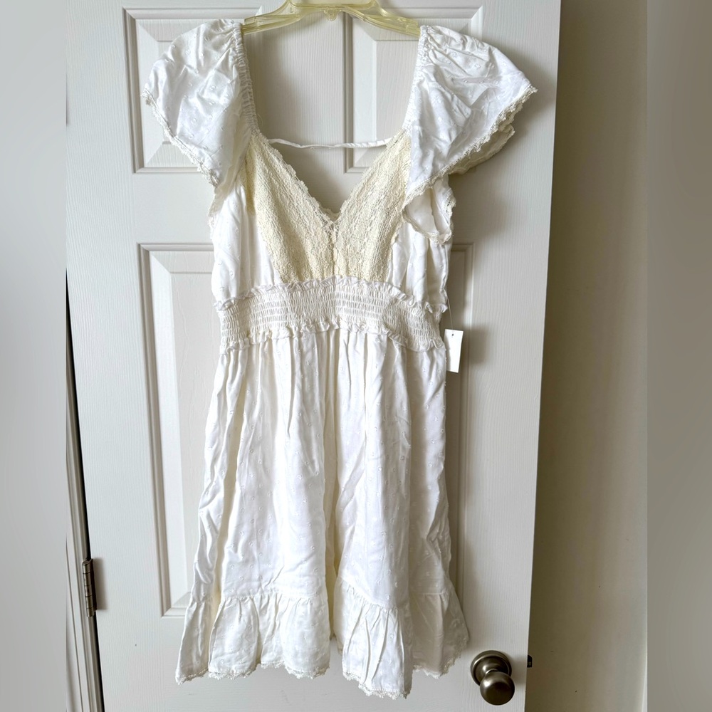 White Swiss Dot Mini Dress